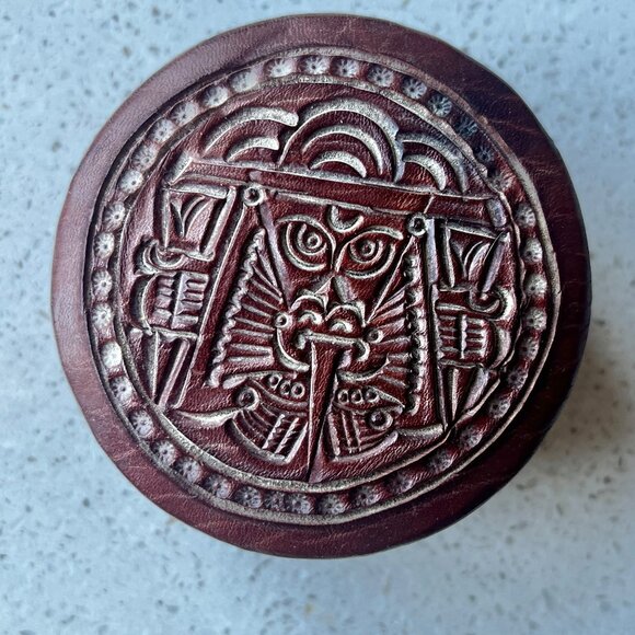 Nesting Trinket Boxes Set Of 3 With Inca-Inspired Embossed Lid Design Round Tool - Picture 3 of 7